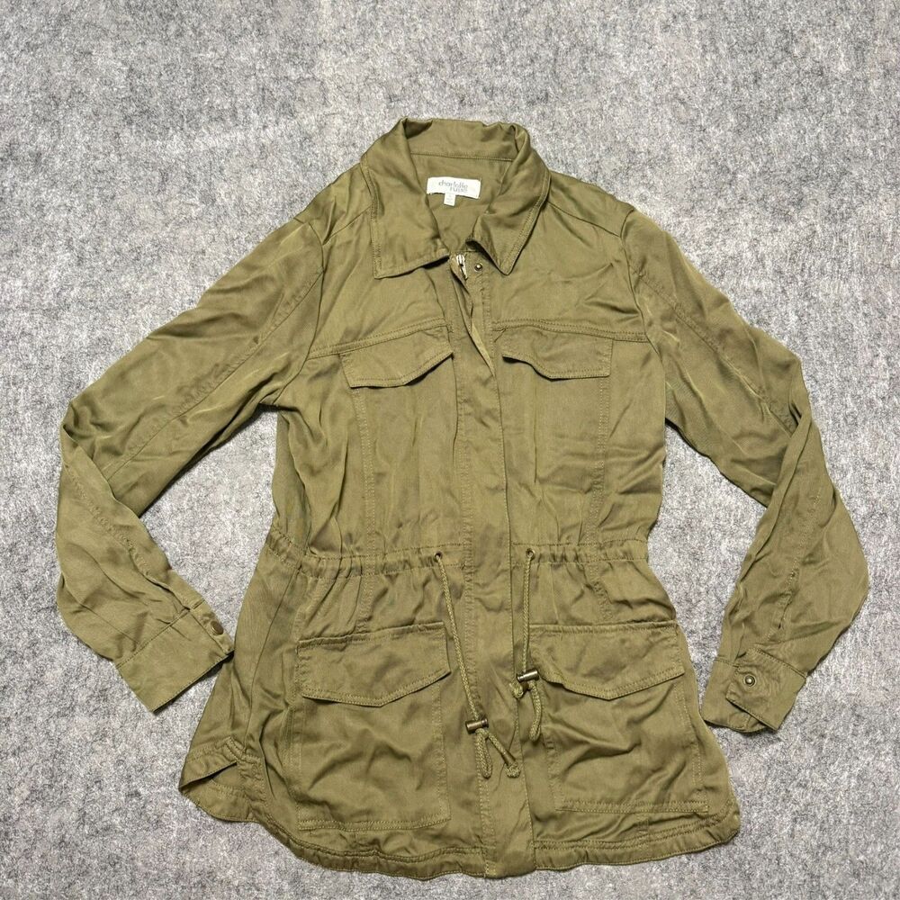 VTG Y2K Charlotte Russe Womens S Utility Jacket Olive Gren Cargo Pockets Anorak